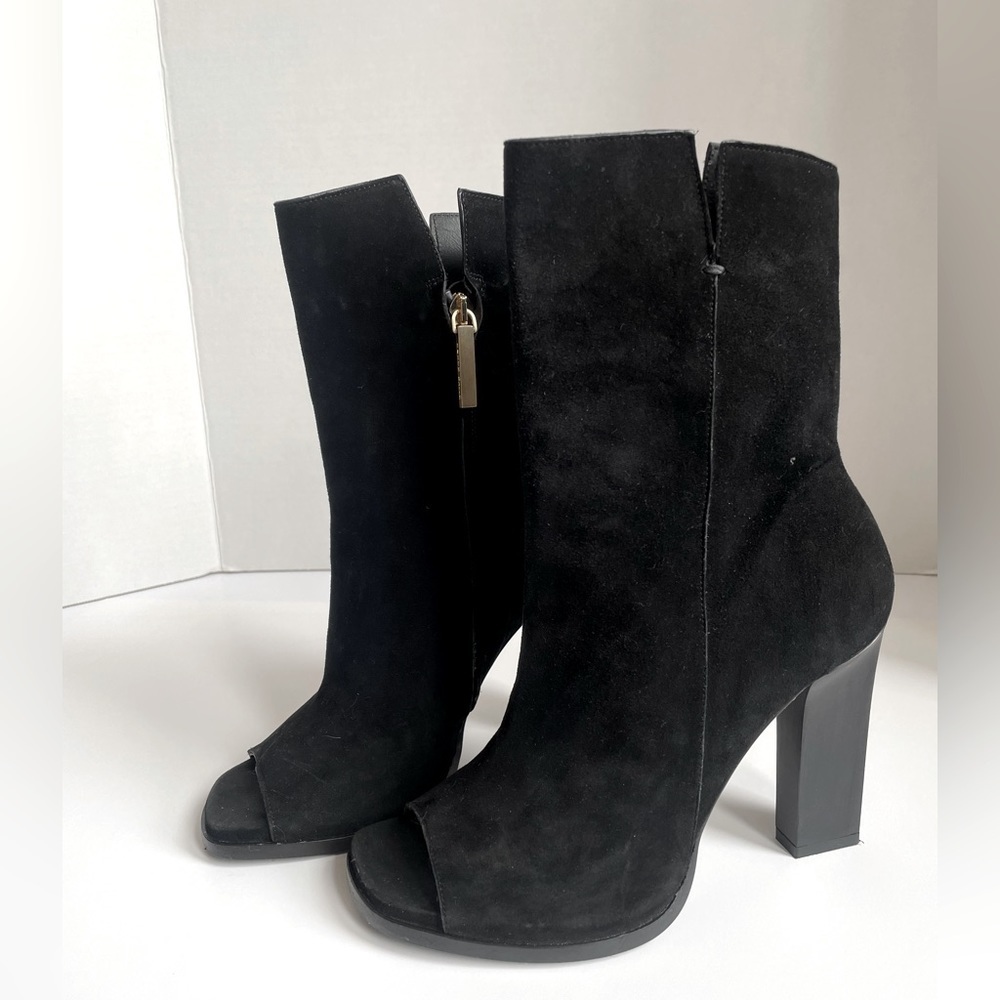 KAREN‎ Gallo Open Toe Ankle Boots Black Suede Size 39/8